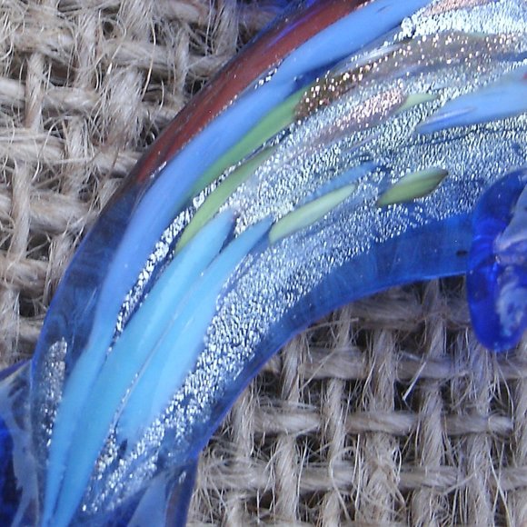 Murano Glass Blue Dolphin Pendant Necklace - Picture 11 of 15